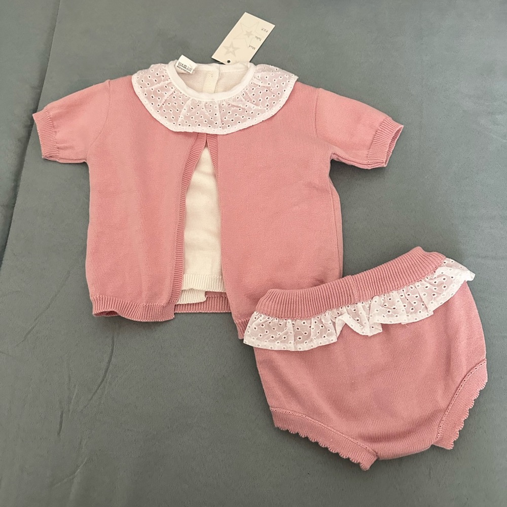 NWT British brand baby girl outfit set 3 pieces 12m